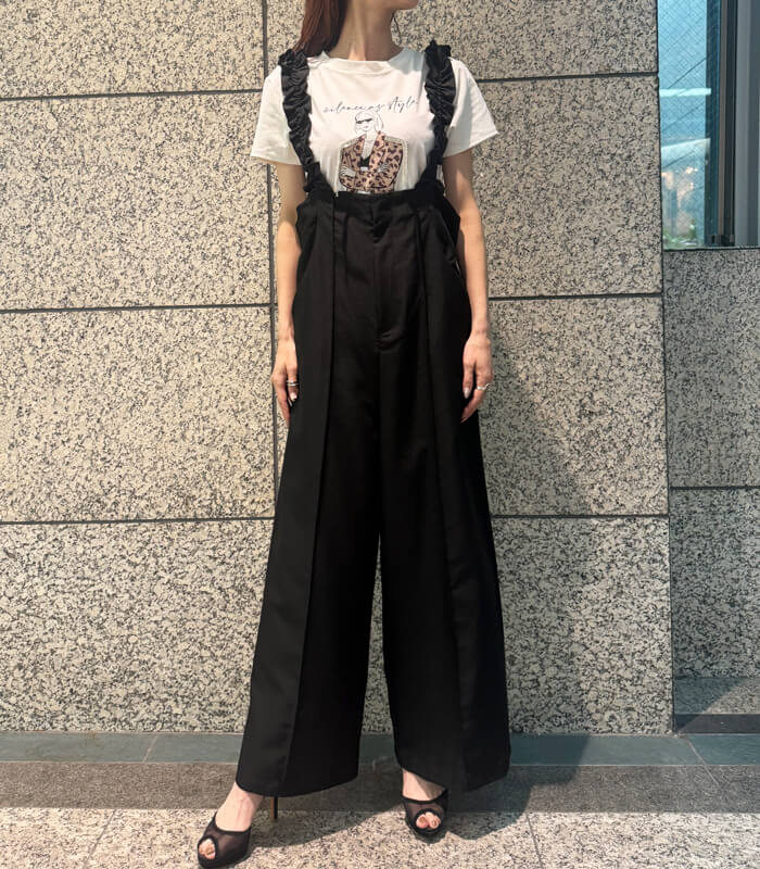 【LUGIVA】シャーリングショルダーサロペットパンツ★☆302725