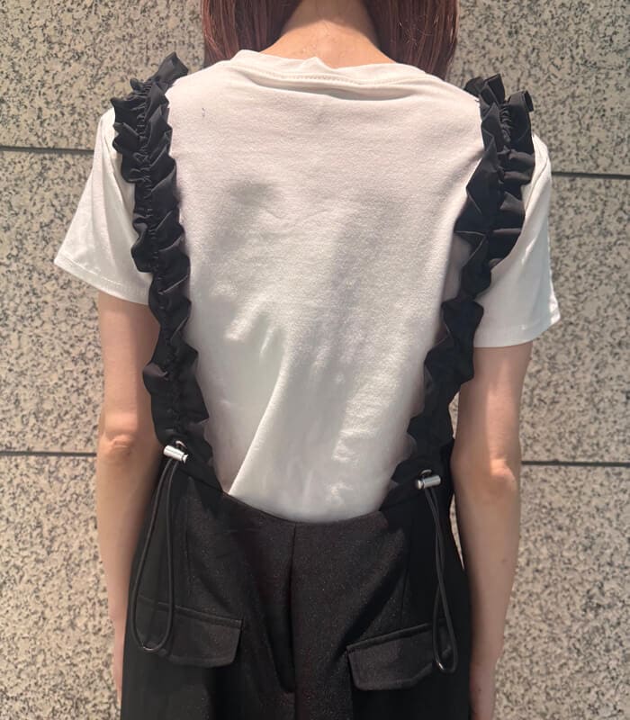 【LUGIVA】シャーリングショルダーサロペットパンツ★☆302725