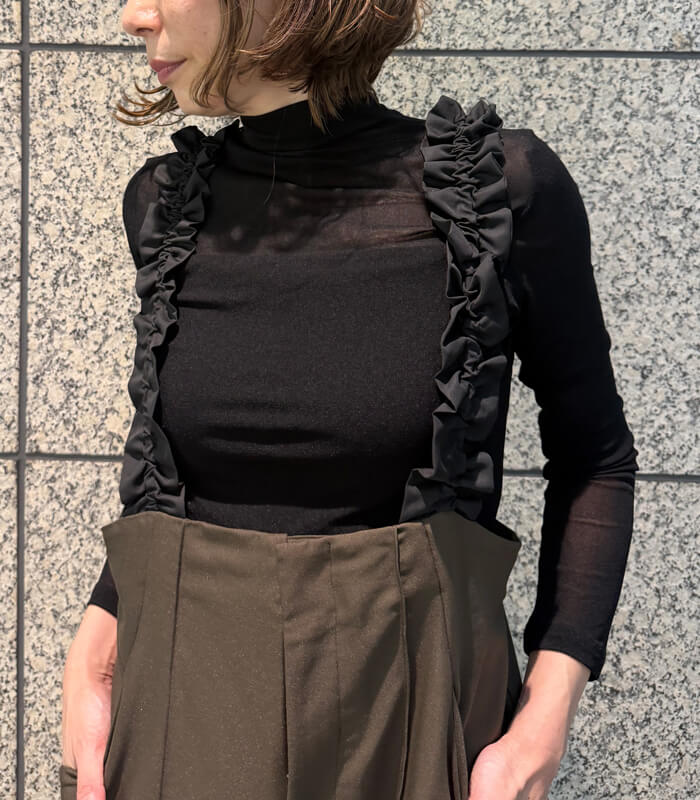 【LUGIVA】シャーリングショルダーサロペットパンツ★☆302725