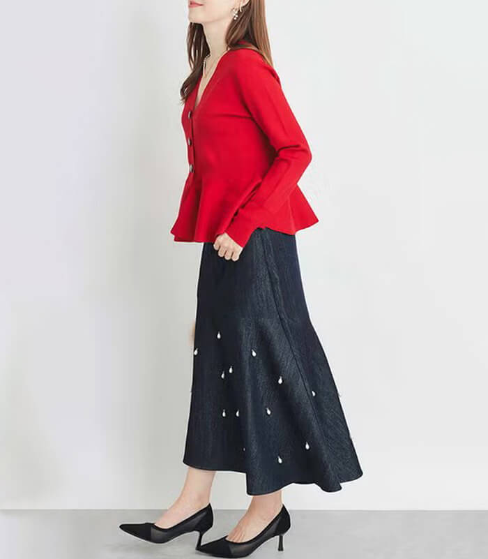 【PICCIN PERLA】ハートボタンペプラムカーディガン★☆904500
