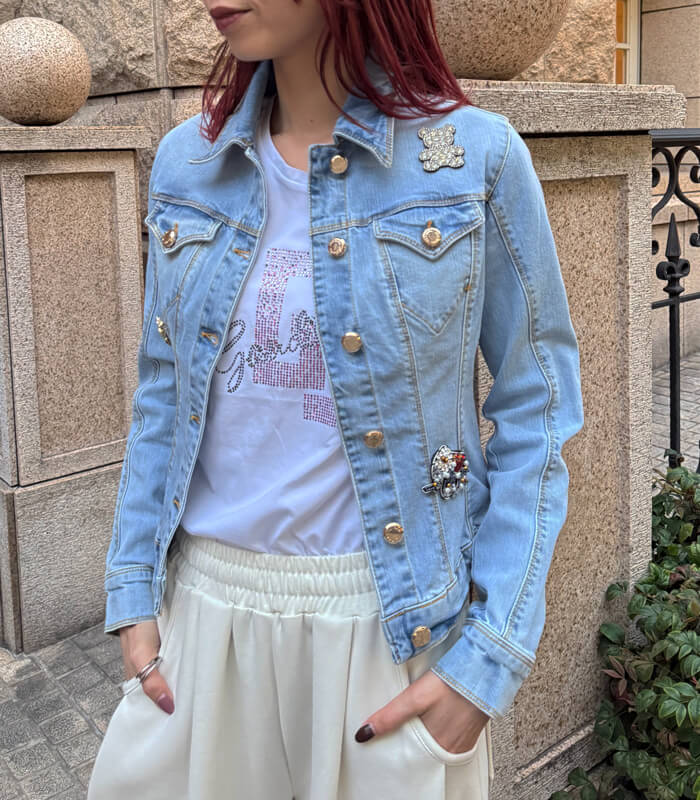 【FLY GIRL】ブローチ付きデニムジャケット★☆IT6533-24