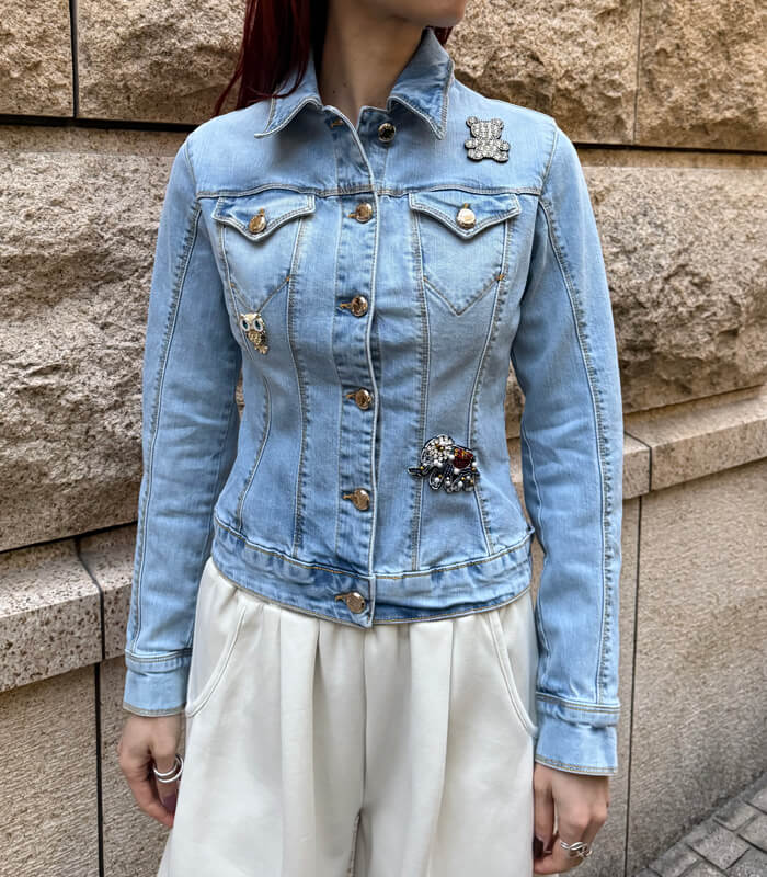 【FLY GIRL】ブローチ付きデニムジャケット★☆IT6533-24