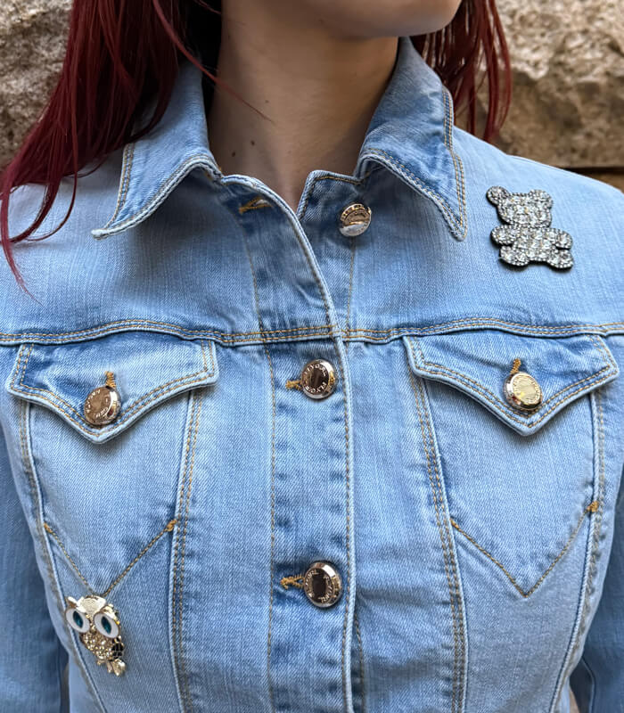 【FLY GIRL】ブローチ付きデニムジャケット★☆IT6533-24