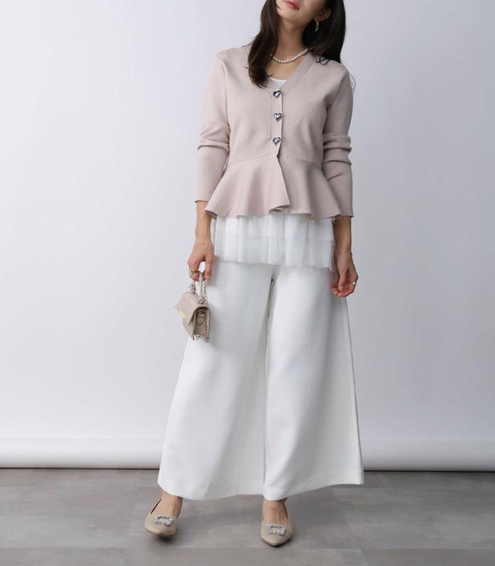 【PICCIN PERLA】ハートボタンペプラムカーディガン★☆904500