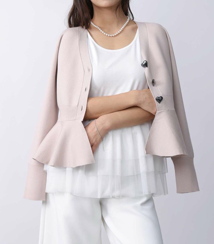 【PICCIN PERLA】ハートボタンペプラムカーディガン★☆904500