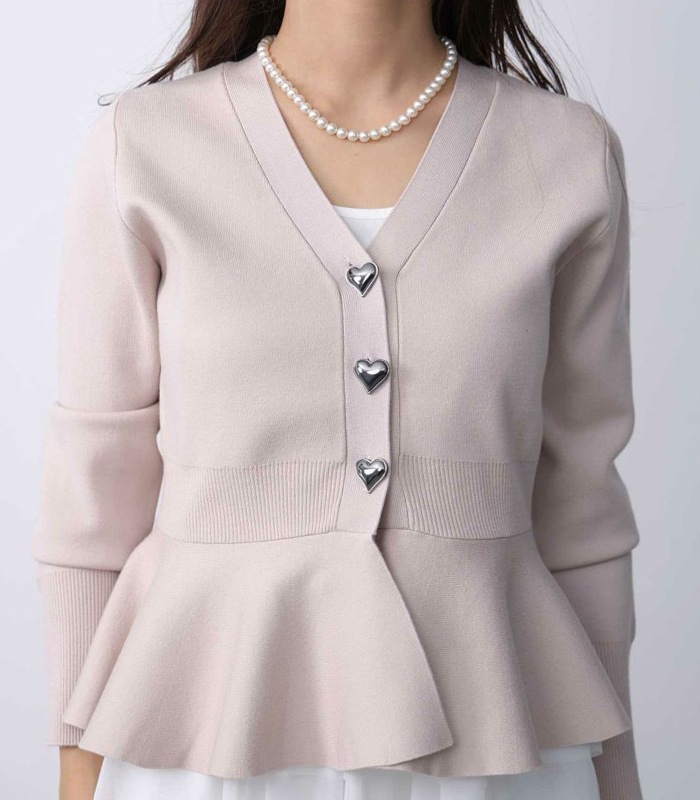 【PICCIN PERLA】ハートボタンペプラムカーディガン★☆904500