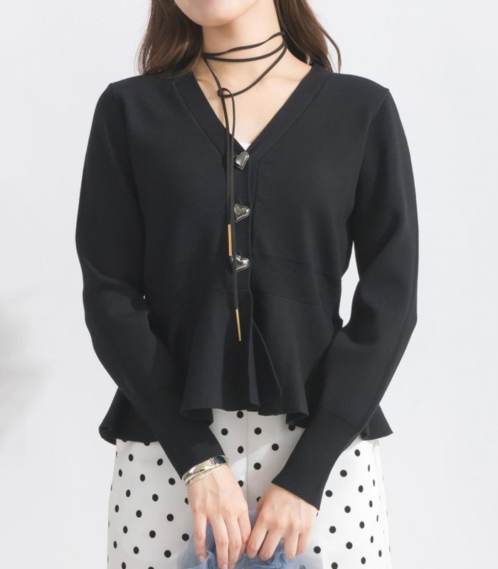 【PICCIN PERLA】ハートボタンペプラムカーディガン★☆904500