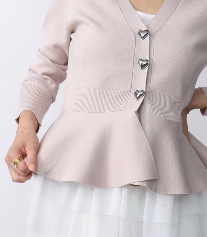 【PICCIN PERLA】ハートボタンペプラムカーディガン★☆904500