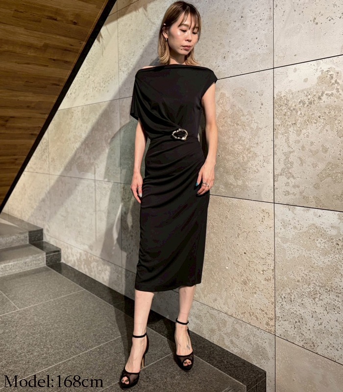 【SALE】【Rinascimento】アシメトリーソフトジャージフィットワンピース▼RIN123487