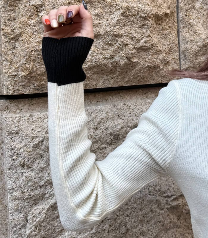 【SALE】【Desert Rose】バイカラーフェイクレイヤードリブニット▼☆BDKT-73