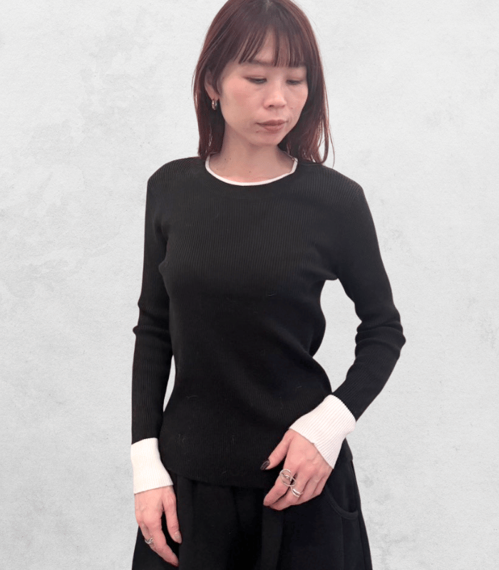 【SALE】【Desert Rose】バイカラーフェイクレイヤードリブニット▼☆BDKT-73