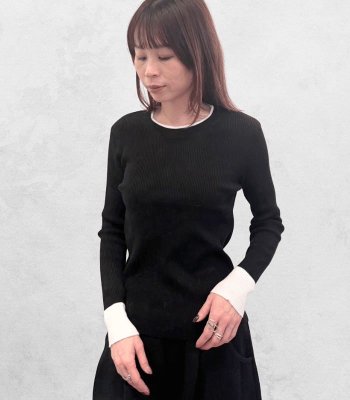 【SALE】【Desert Rose】バイカラーフェイクレイヤードリブニット▼☆BDKT-73