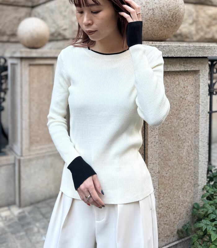 【SALE】【Desert Rose】バイカラーフェイクレイヤードリブニット▼☆BDKT-73