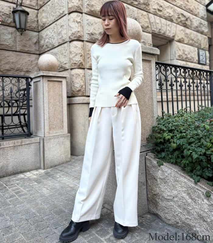 【SALE】【Desert Rose】バイカラーフェイクレイヤードリブニット▼☆BDKT-73