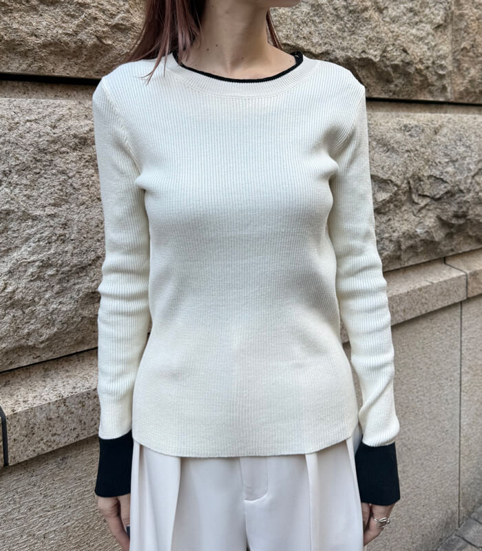 【SALE】【Desert Rose】バイカラーフェイクレイヤードリブニット▼☆BDKT-73