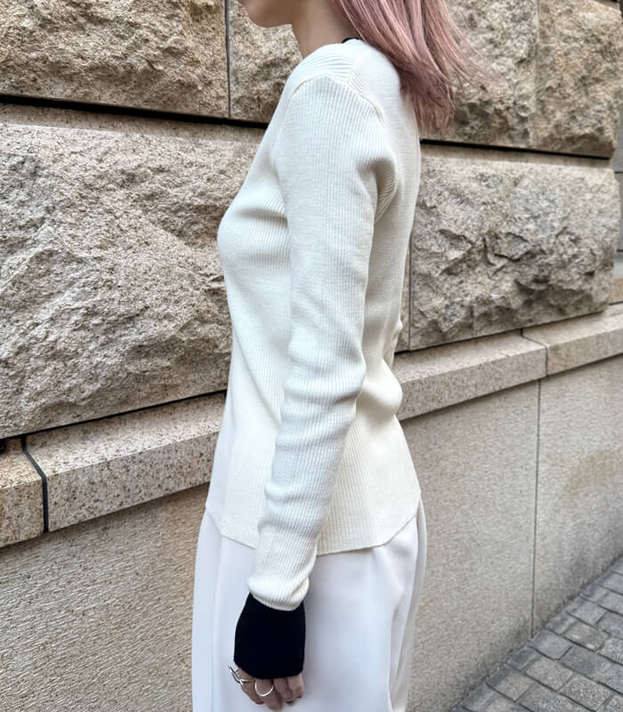 【SALE】【Desert Rose】バイカラーフェイクレイヤードリブニット▼☆BDKT-73