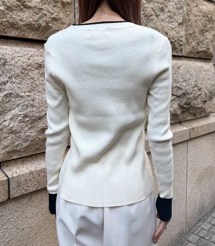 【SALE】【Desert Rose】バイカラーフェイクレイヤードリブニット▼☆BDKT-73