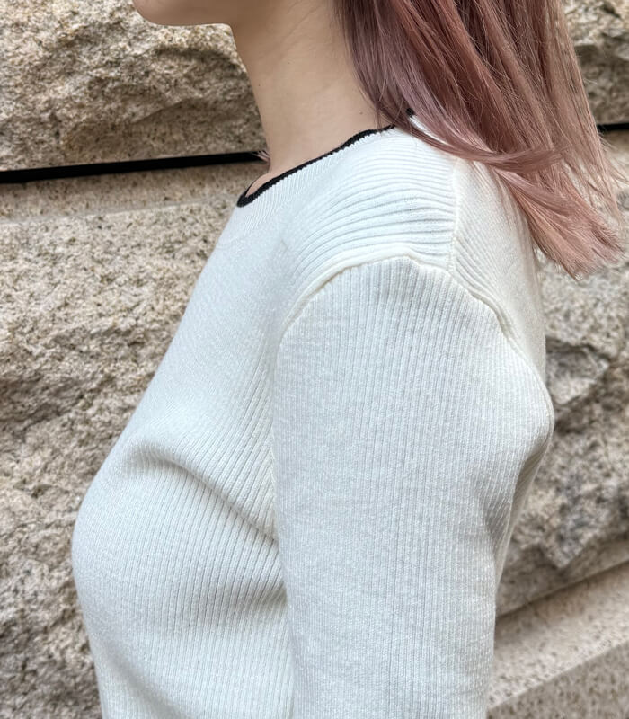 【SALE】【Desert Rose】バイカラーフェイクレイヤードリブニット▼☆BDKT-73