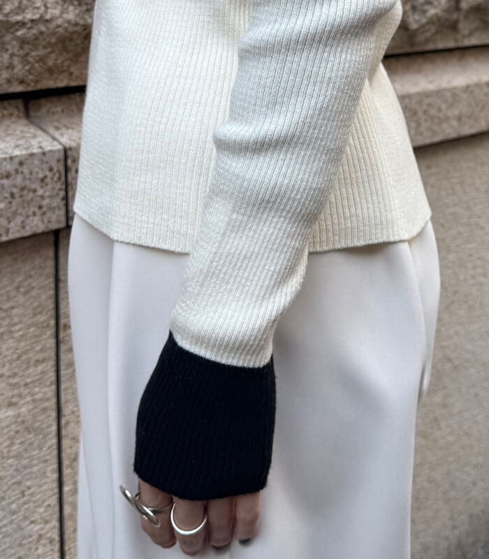 【SALE】【Desert Rose】バイカラーフェイクレイヤードリブニット▼☆BDKT-73