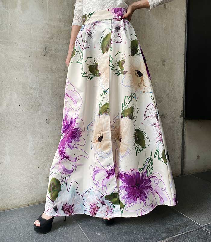 【SALE】【Rinascimento】フラワーペイントフレアスカート●RIN119852