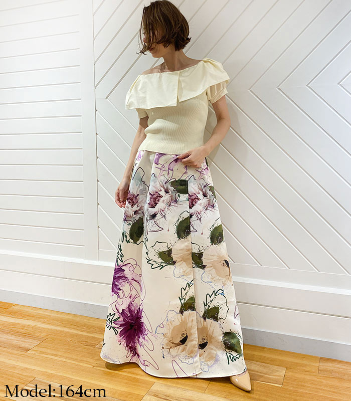 【SALE】【Rinascimento】フラワーペイントフレアスカート●RIN119852