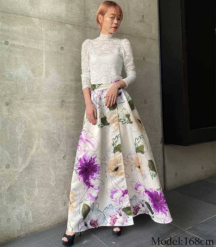 【SALE】【Rinascimento】フラワーペイントフレアスカート●RIN119852