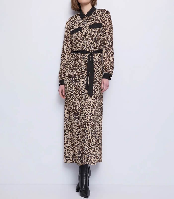 【22SS】可愛い♡サカイ レオパード プリーツシャツワンピース シェルボタン 22SS】可愛い♡サカイ レオパード プリーツシャツワンピース