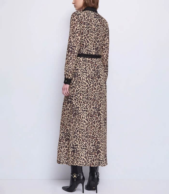 GAUDI】ダブルジョーゼットレオパードプリントロングシャツ