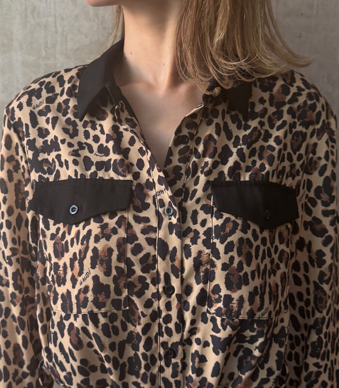 GAUDI JEANS レオパードプリント 長袖Tシャツ S GAUDI JEANS レオパードプリント 長袖Tシャツ S