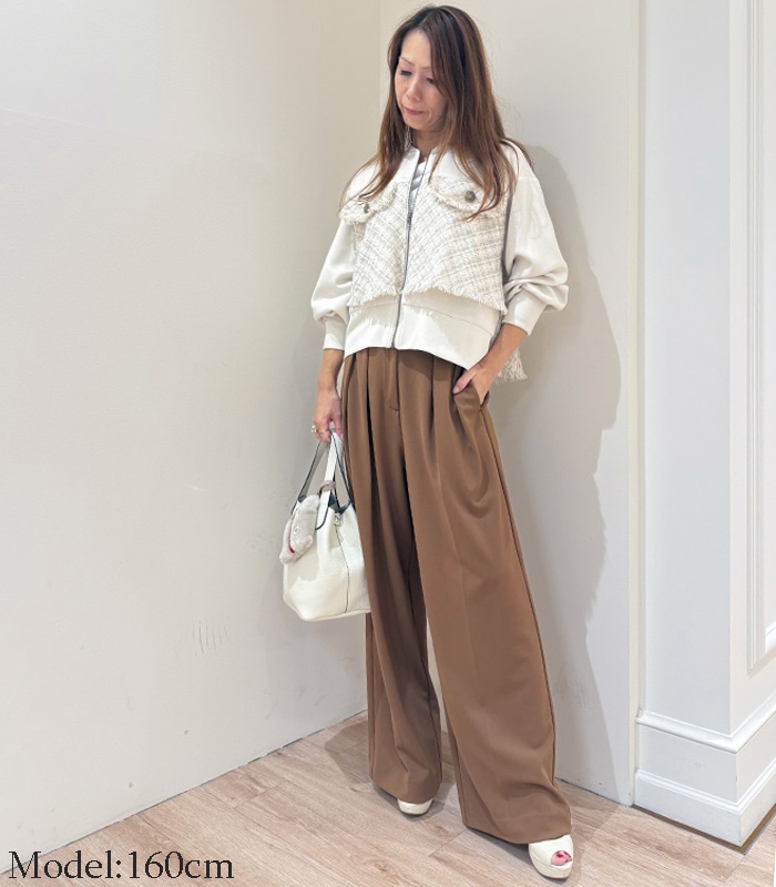 【GALENA】ラメツィード切替バックフリルジップアップブルゾン★☆70052-3102