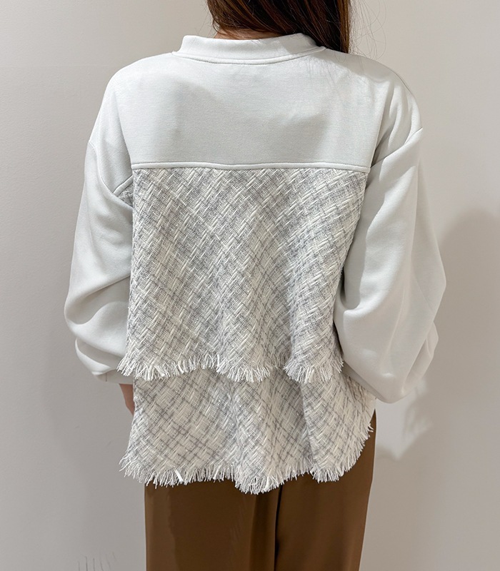 【GALENA】ラメツィード切替バックフリルジップアップブルゾン★☆70052-3102