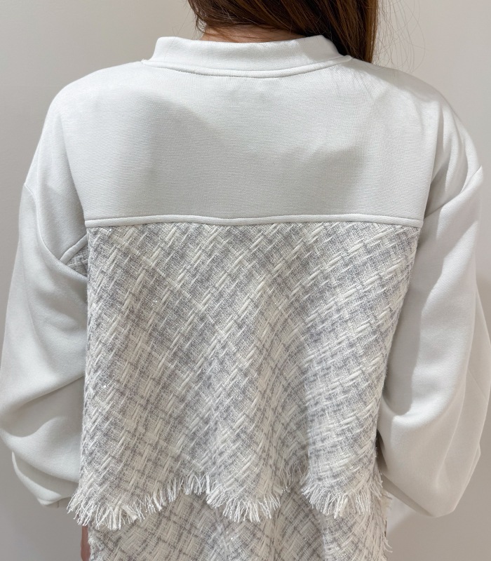 【GALENA】ラメツィード切替バックフリルジップアップブルゾン★☆70052-3102