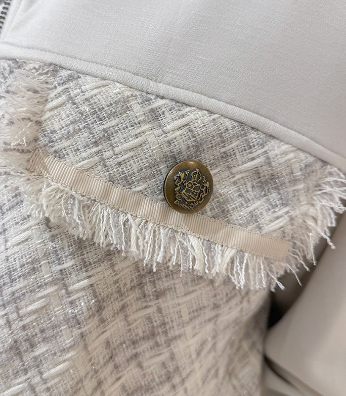 【GALENA】ラメツィード切替バックフリルジップアップブルゾン★☆70052-3102