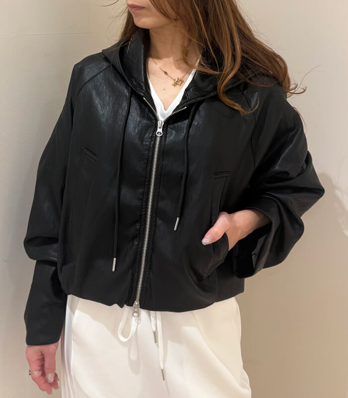 LUGIVA】フェイクレザーショートフーディー☆102618 | WEAR,アウター