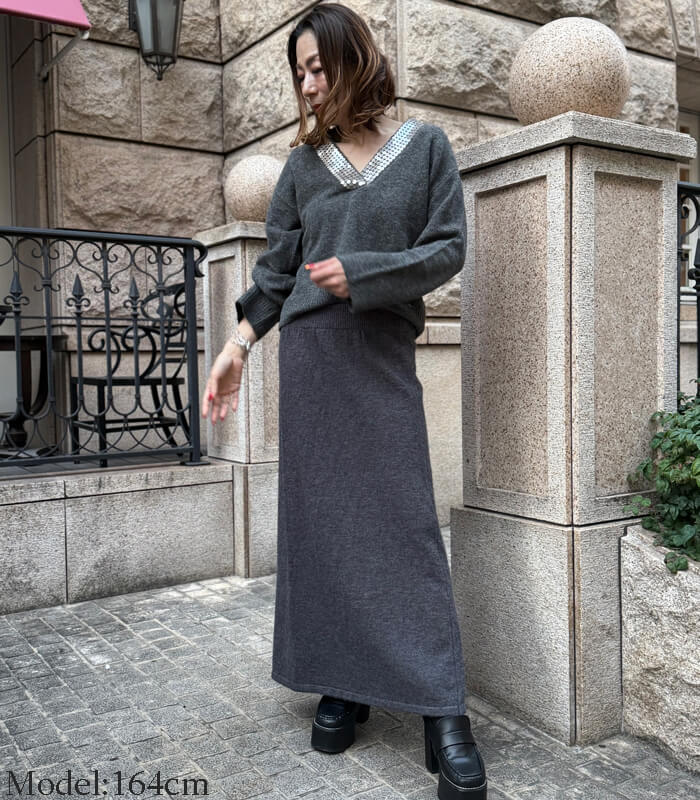 【SALE】【GAUDI】スパンコールポイントVネックニット■☆IT521FD53022