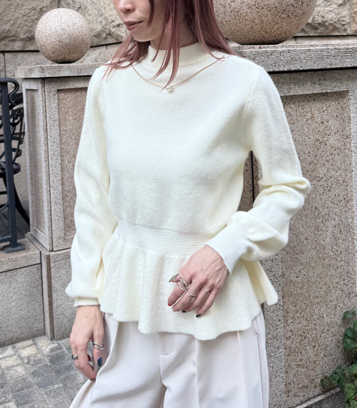 【SALE】【Desert Rose】チャーム付ハイネックペプラムニット▼☆BDKT-78