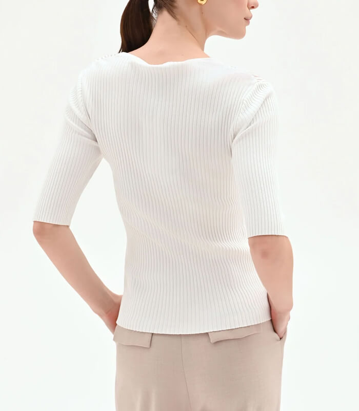 【RINASCIMENTO】デコルテ透け感リブニットTOPS★☆ITRIN12240