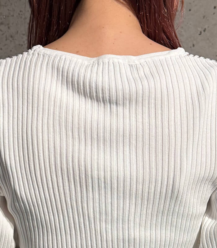 【RINASCIMENTO】デコルテ透け感リブニットTOPS★☆ITRIN12240