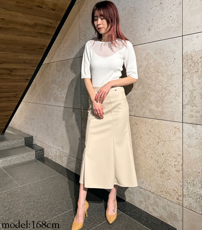 【RINASCIMENTO】デコルテ透け感リブニットTOPS★☆ITRIN12240