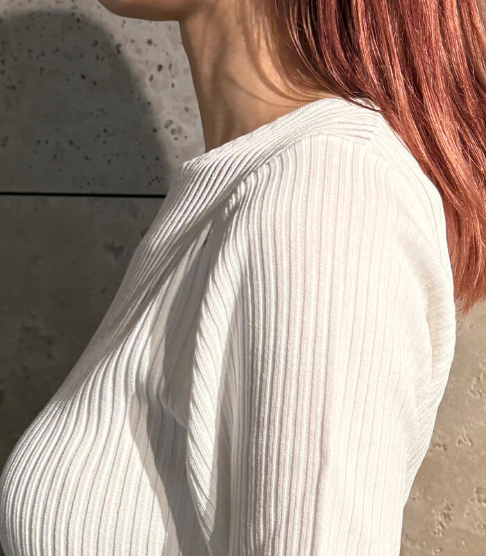 【RINASCIMENTO】デコルテ透け感リブニットTOPS★☆ITRIN12240