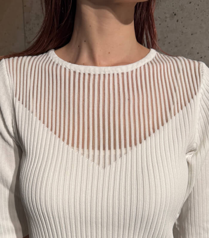 【RINASCIMENTO】デコルテ透け感リブニットTOPS★☆ITRIN12240