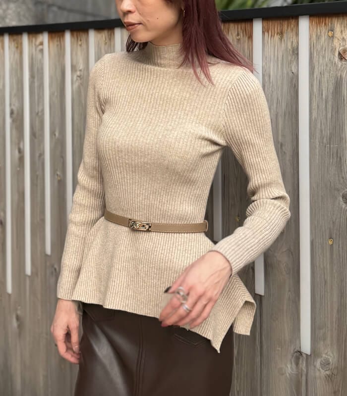 【SALE】【Desert Rose】ベルト付ハイネックペプラムニット▼☆BDKT-79