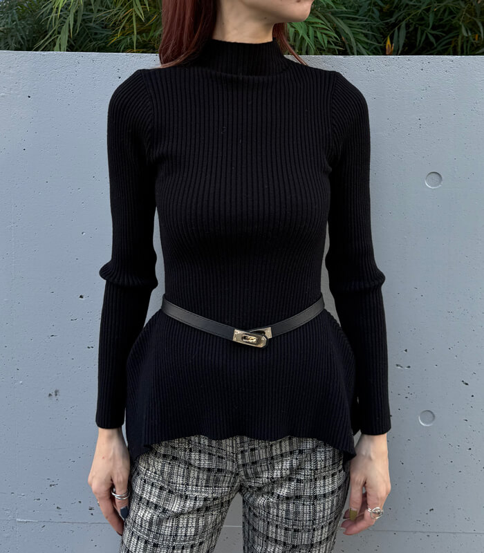 【SALE】【Desert Rose】ベルト付ハイネックペプラムニット▼☆BDKT-79