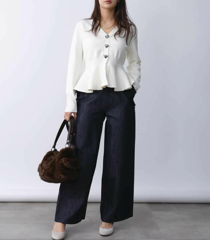 【PICCIN PERLA】ハートボタンペプラムカーディガン★☆904500