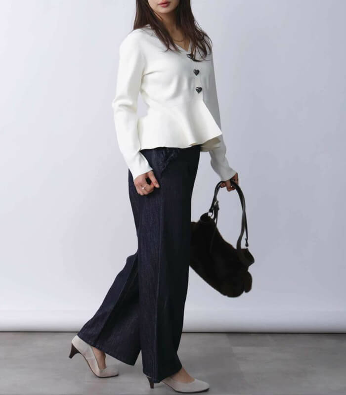 【PICCIN PERLA】ハートボタンペプラムカーディガン★☆904500