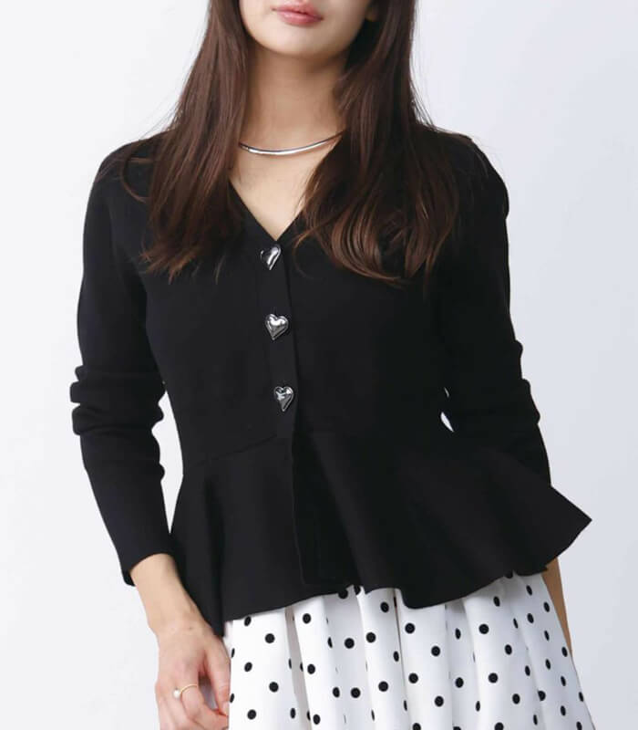 【PICCIN PERLA】ハートボタンペプラムカーディガン★☆904500