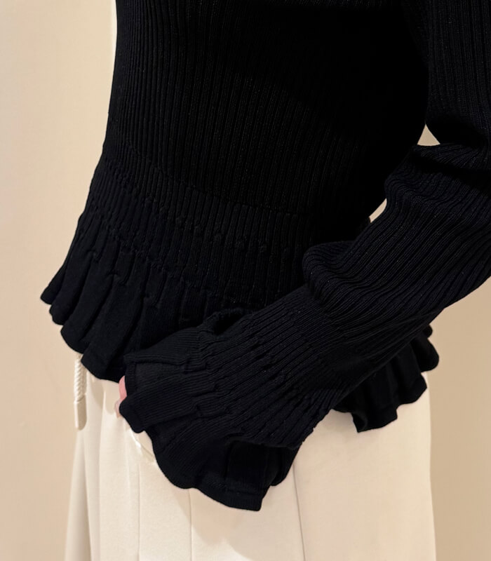 【MoNiLE】変形リブポロ衿ニット★40248