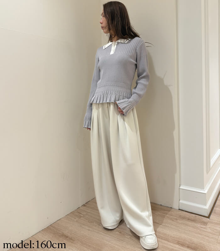 【MoNiLE】変形リブポロ衿ニット★40248