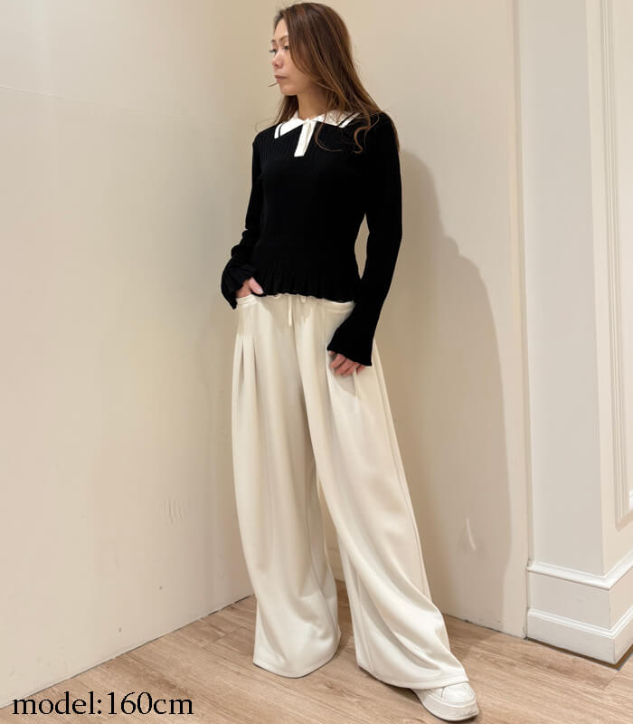 【MoNiLE】変形リブポロ衿ニット★40248