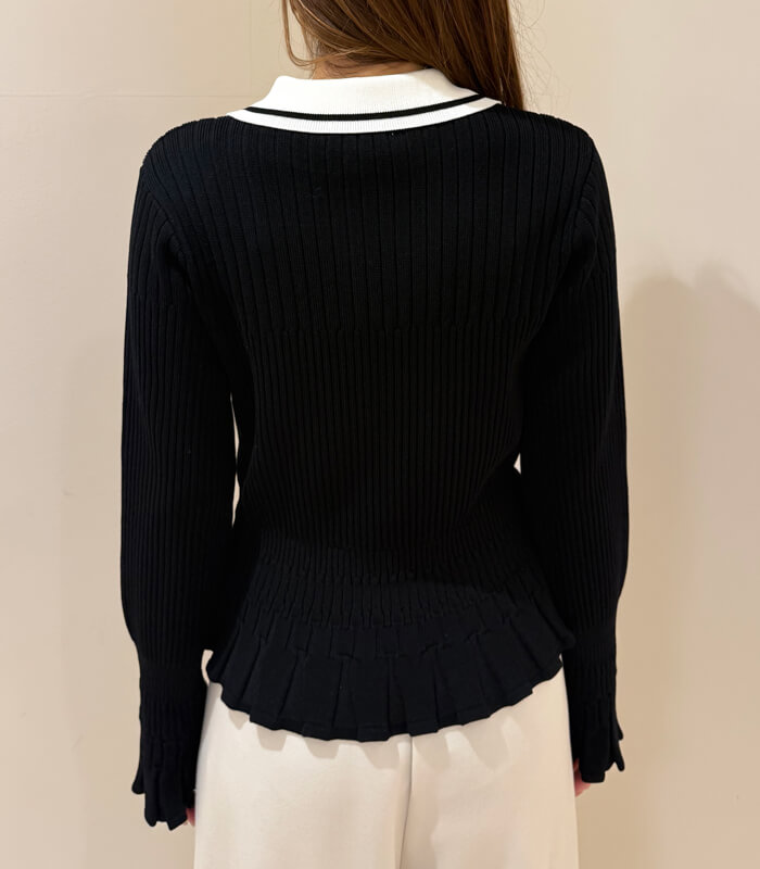 【MoNiLE】変形リブポロ衿ニット★40248